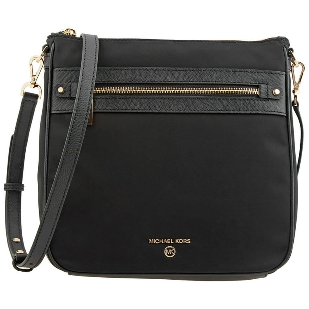 NWT MICHAEL MICHAEL KORS Jet Set Large Nylon Gabardine Messenger Black